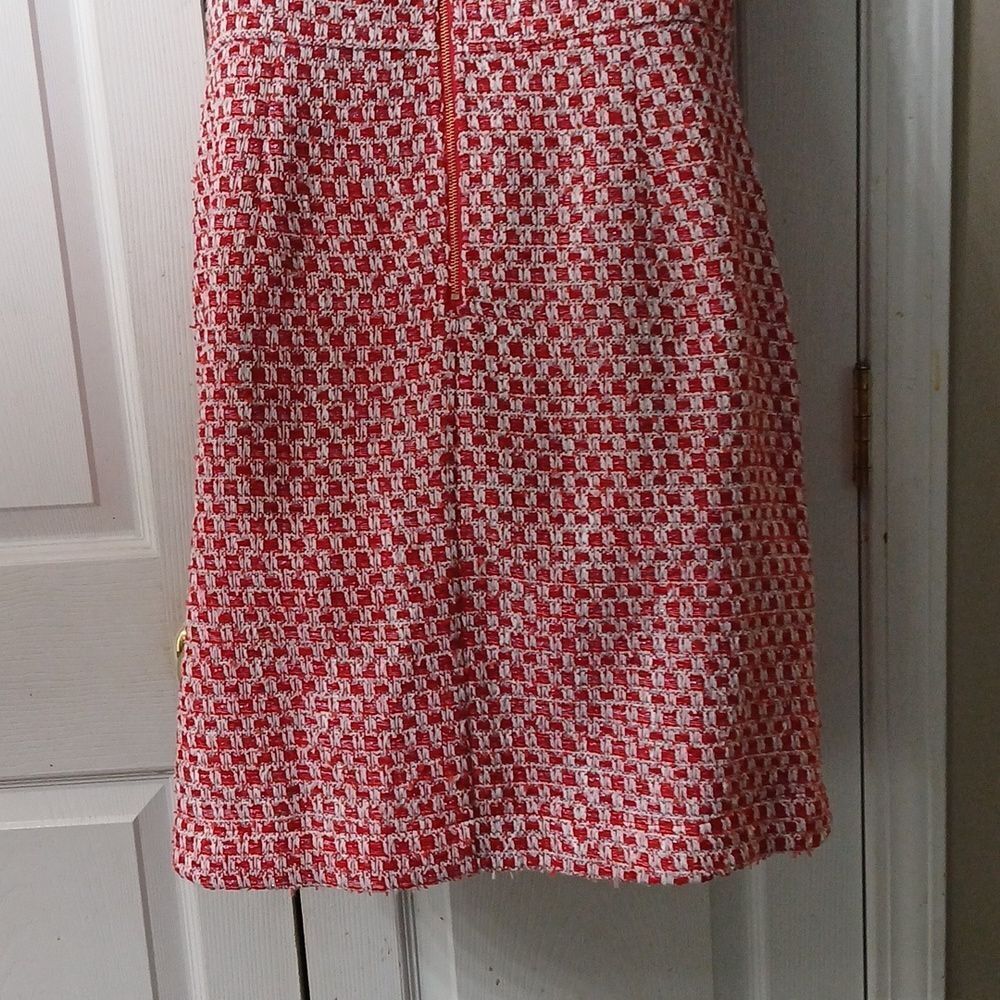 Jade Melody Tam red white plaid fringe dress Sz M NWT - Picture 5 of 9